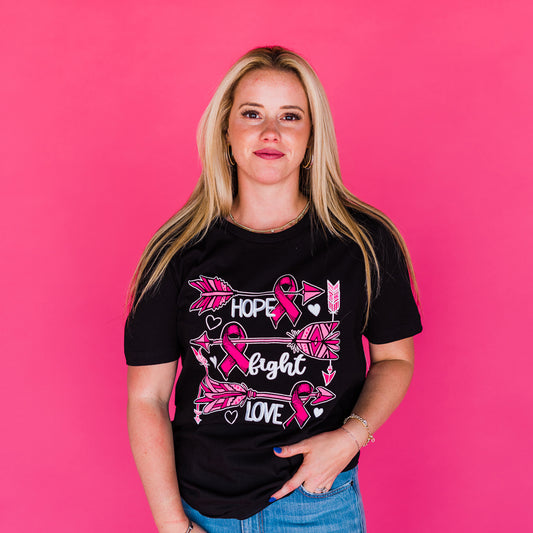 Hope Fight Love Arrows Cancer Tee