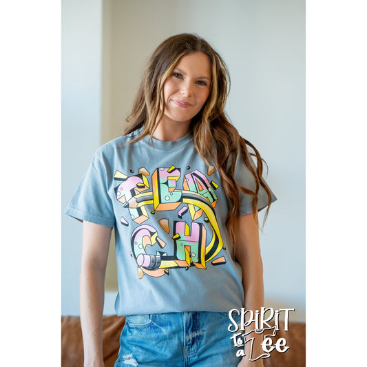 Teach - Bubble Letters CC Tee