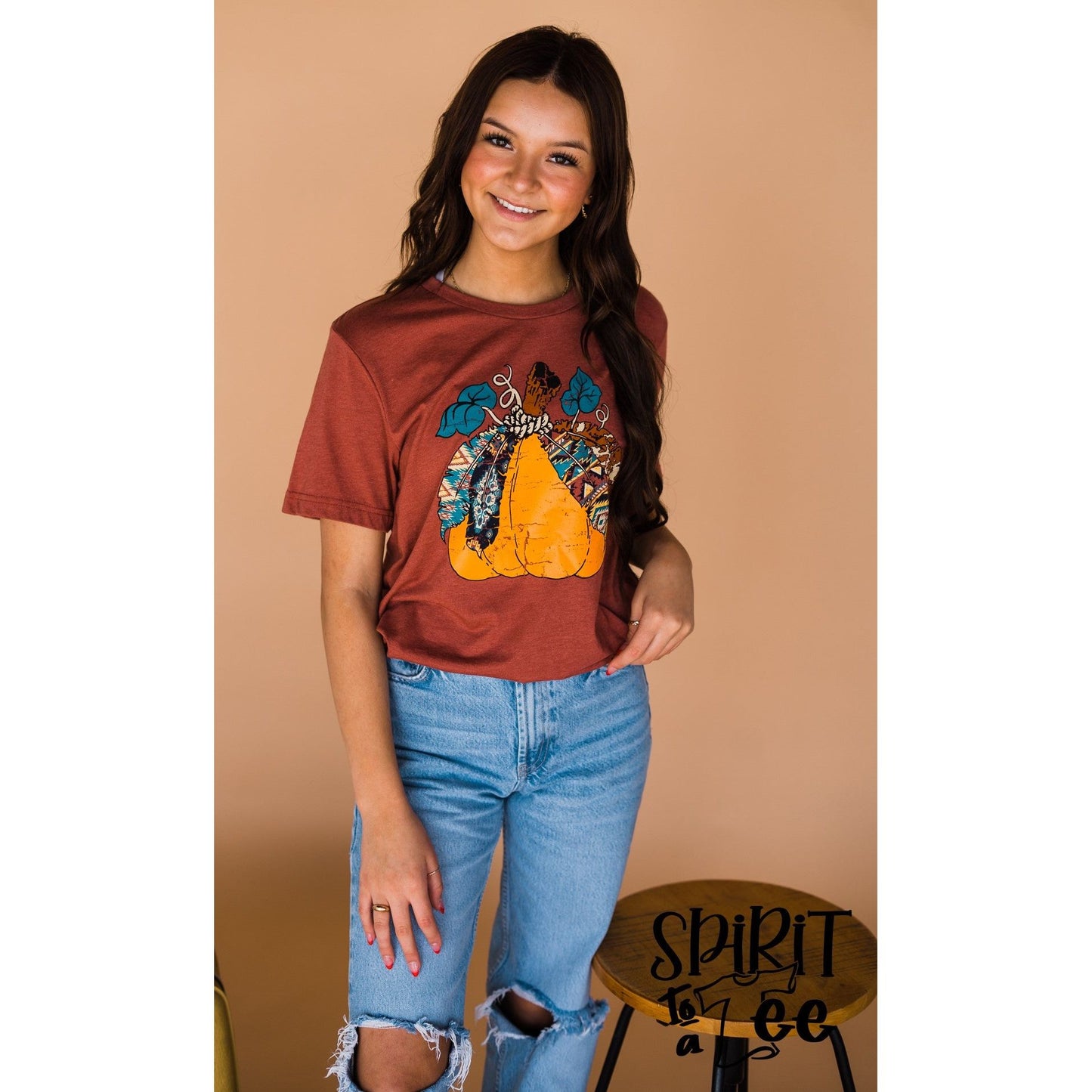 Southwest Feathers Pumpkin - Thanksgiving Tee