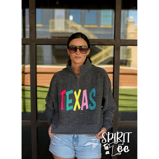 Texas Snuggle Fleece Cropped 1/4 Zip Sweatshirt - Singles