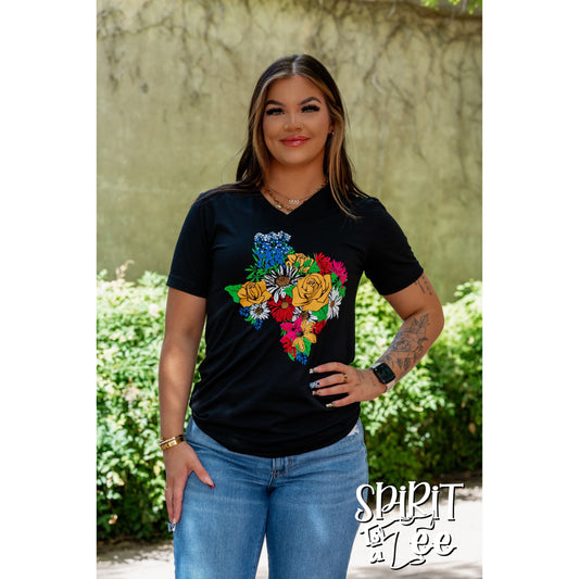 Texas Flowers V-Neck - Texas Tee