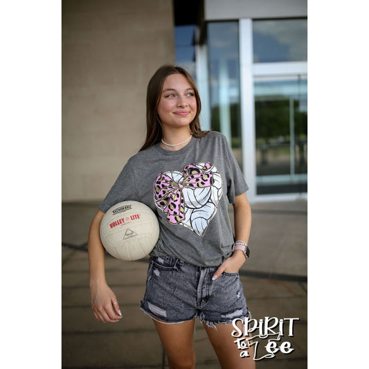 Volleyball Heart with Bow Tee