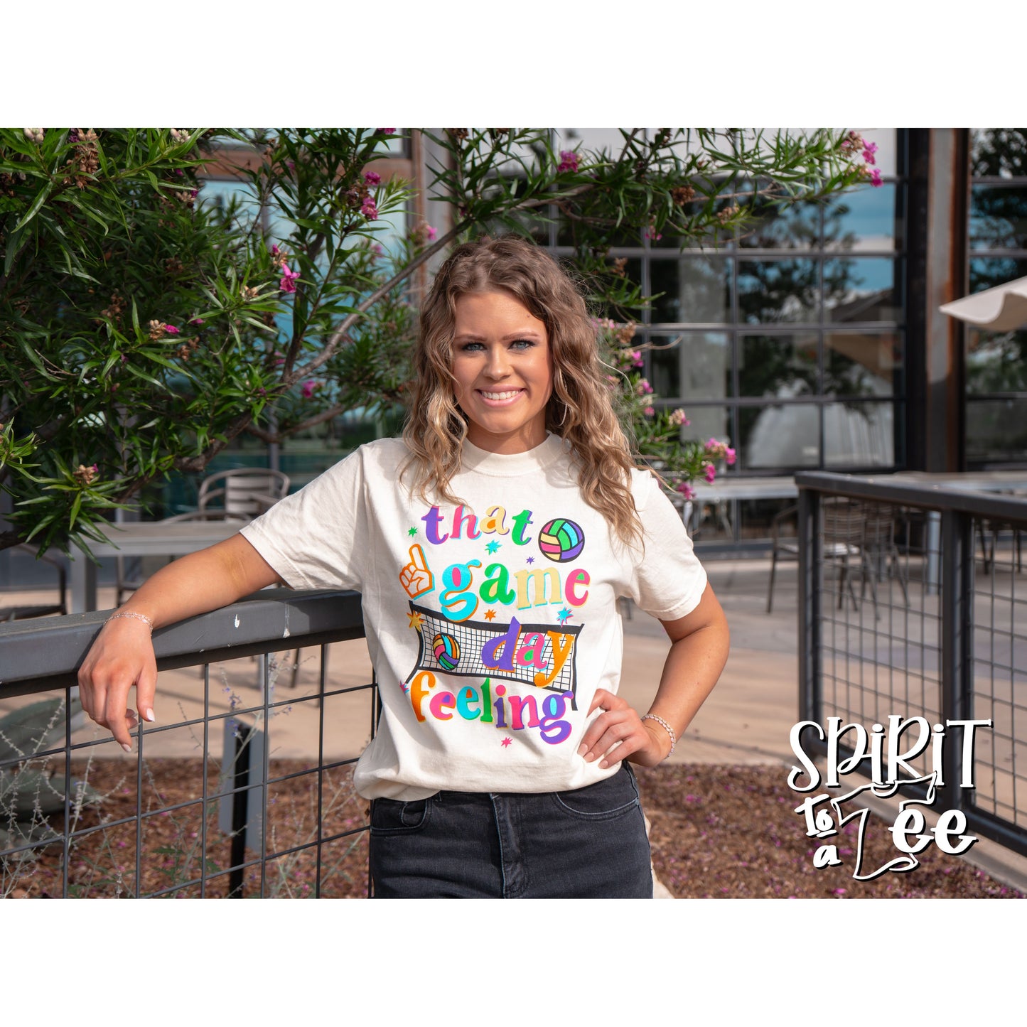 That Game Day Feeling Bright - Comfort Colors Volleyball Tee
