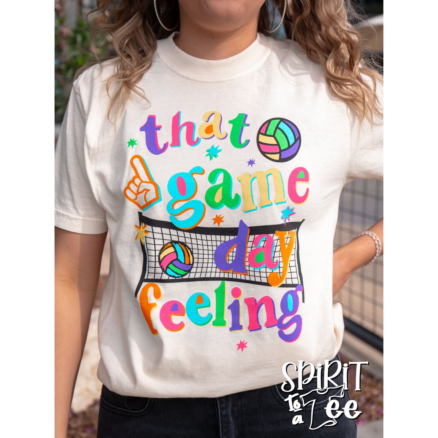 That Game Day Feeling Bright - Comfort Colors Volleyball Tee