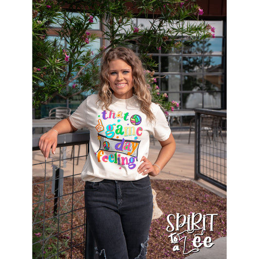That Game Day Feeling Bright - Comfort Colors Volleyball Tee